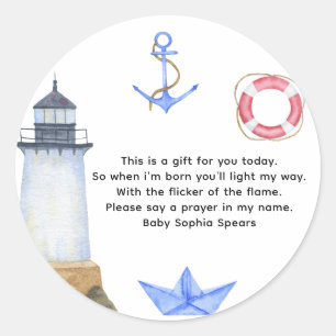 Watercolor nautical - prayer candle label