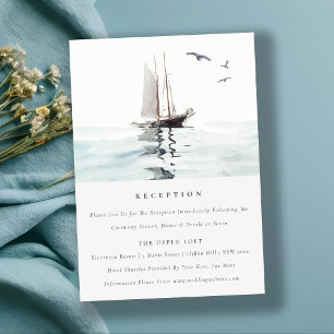 Watercolor Nautical Sail Yacht Wedding Reception Enclosure Card