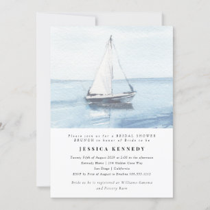 Watercolor Nautical Sailing Bridal Shower Brunch Invitation