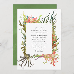 Watercolor Nautical Seaweed Celebration of Life Invitation