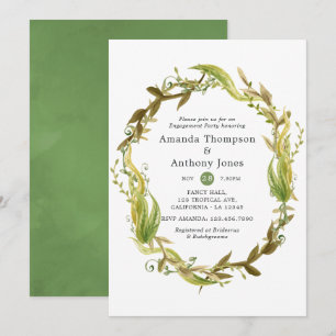 Watercolor Nautical Seaweed Engagement Party Invitation