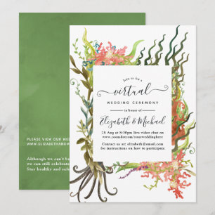 Watercolor Nautical Seaweed Online Virtual Wedding Invitation