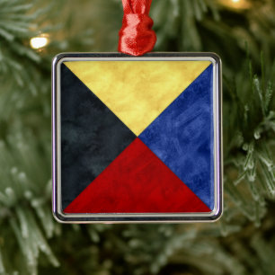 Watercolor Nautical Signal Maritime Flag Metal Tree Decoration