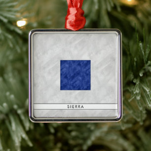Watercolor Nautical Signal Maritime Flag Metal Tree Decoration