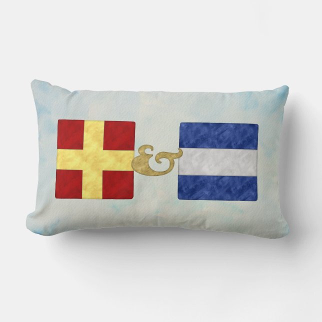 Watercolor Nautical Signal Maritime Flag | NB API Lumbar Cushion (Front)