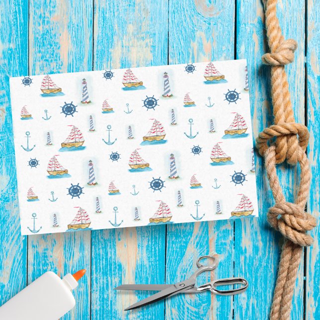 Watercolor Nautical Theme Tissue Paper (Creator Uploaded)