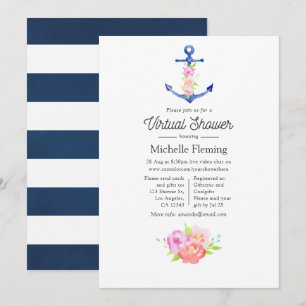 Watercolor Nautical Virtual Baby Shower Invitation