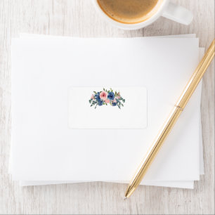 Watercolor Navy and Blush Floral Label