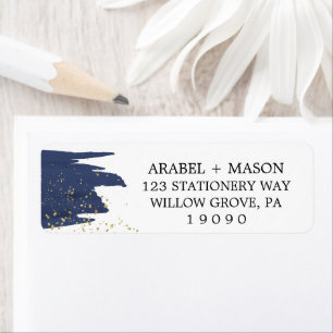 Watercolor Navy and Gold Sparkle Wedding
