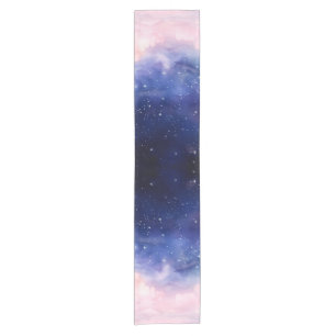 Watercolor Navy and Pink Starry Table Runner