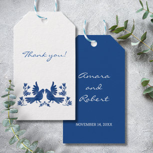 Watercolor Navy Birds Mexican Otomi Gift Tags