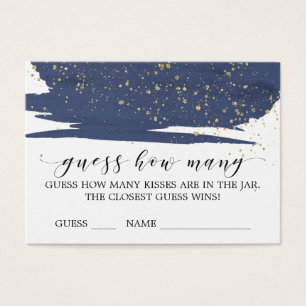 Watercolor Navy & Gold Guess How Many Kisses Card