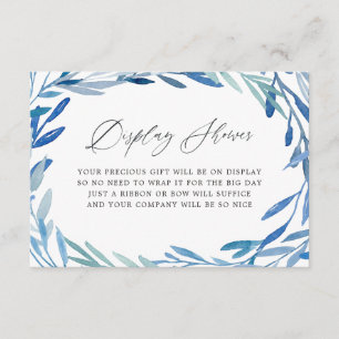 Watercolor Navy Leaf Bridal Shower Display Shower Enclosure Card