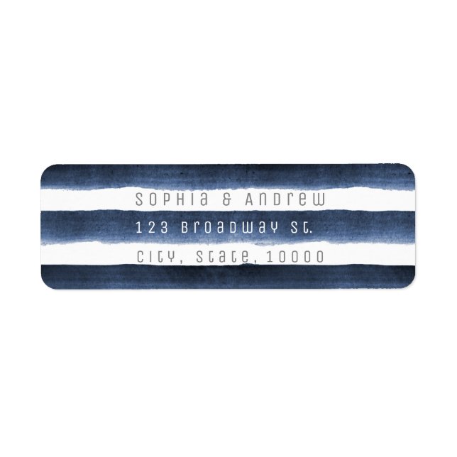 Watercolor navy stripes nautical beach wedding (Front)