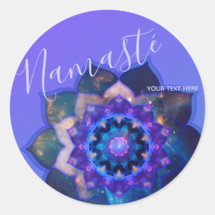Watercolor Nebula Blue Purple Mandala Namasté Classic Round Sticker