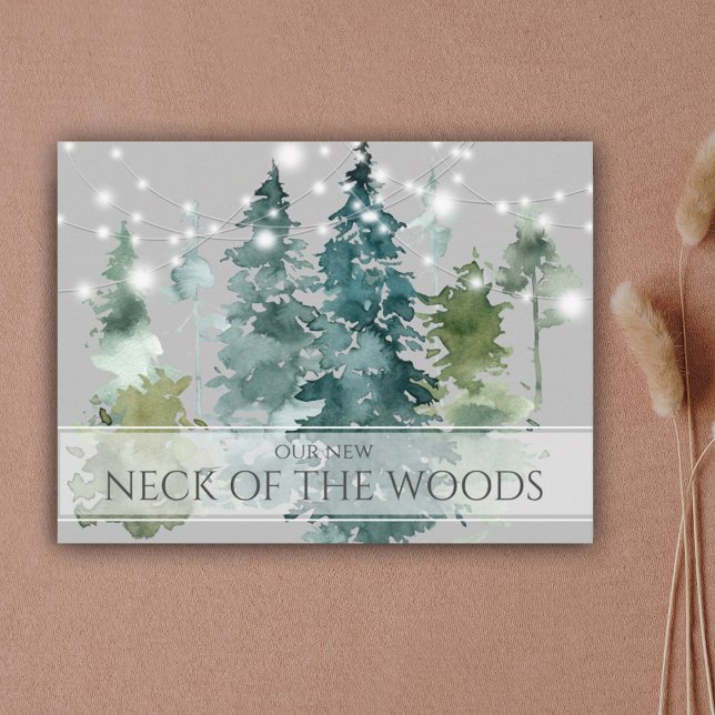 Watercolor Neck of the Woods Moving Announcement  Postcard (Creator Uploaded)