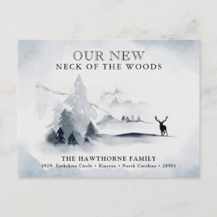 Watercolor 'Neck of the Woods' New Address Announcement Postcard