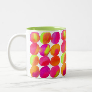 Watercolor neon circle pattern abstract art colour Two-Tone coffee mug