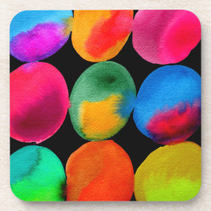 Watercolor neon pattern abstract art bright colour coaster