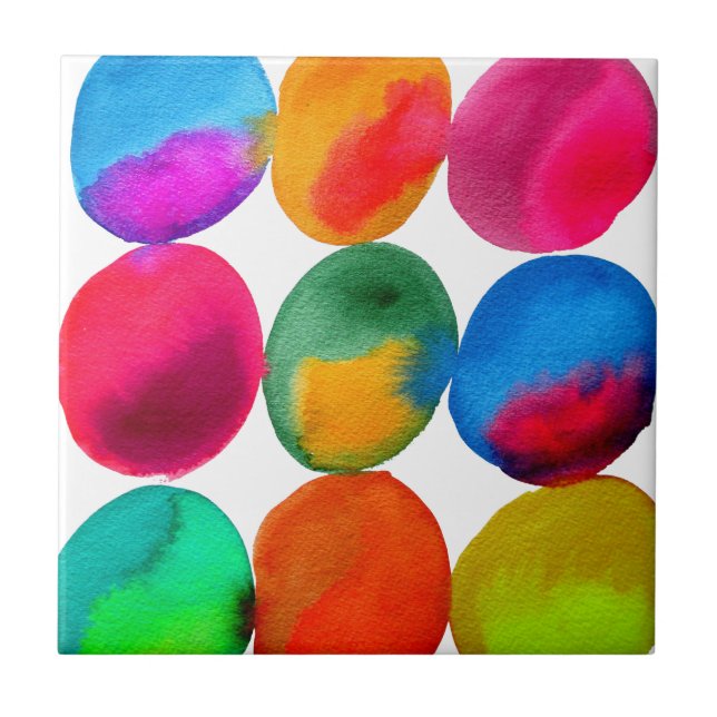 Watercolor neon pattern abstract art bright colour tile (Front)