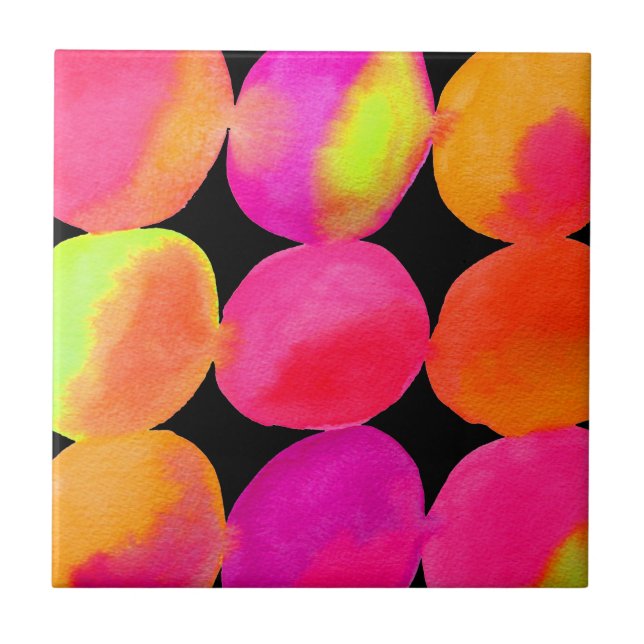 Watercolor neon pattern abstract art bright colour tile (Front)