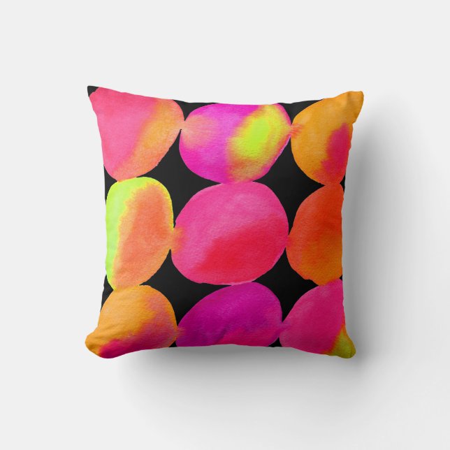 Watercolor neon spots pop art cushion (Front)
