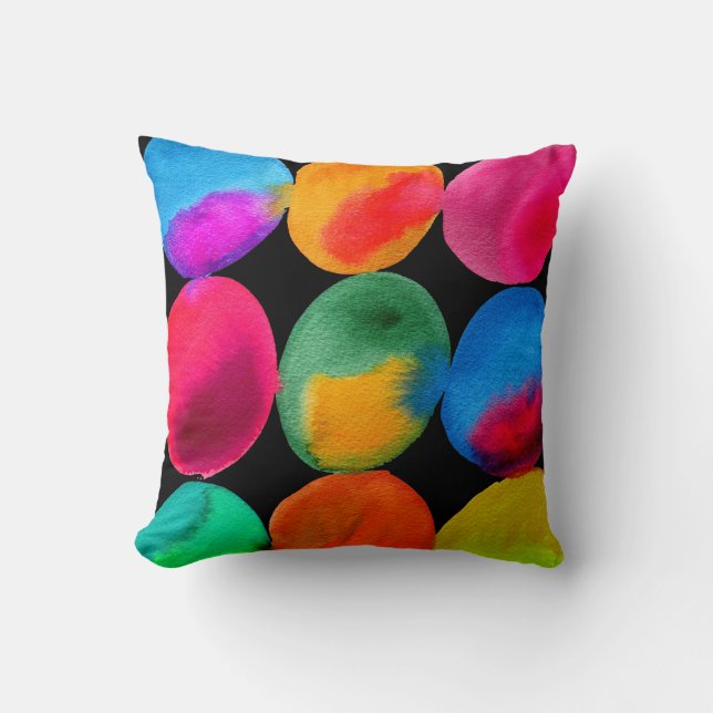 Watercolor neon spots pop art cushion (Front)