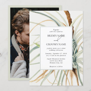 Watercolor Neutral Boho Botanical Photo Wedding Invitation