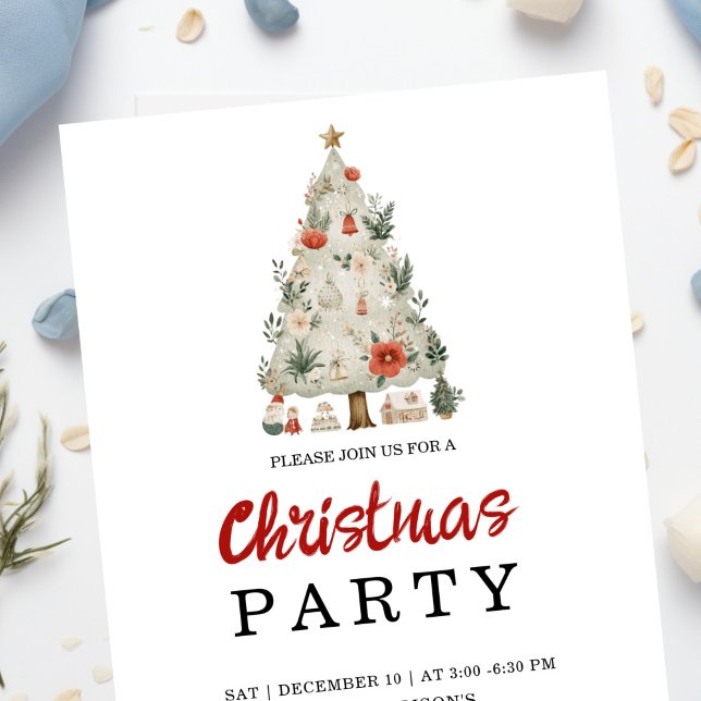Watercolor Neutral Boho Holiday Party Invitation (Creator Uploaded)