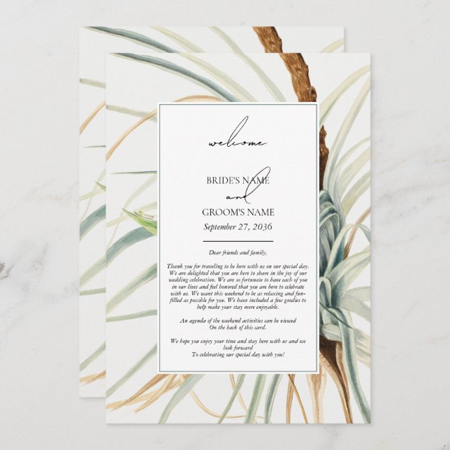 Watercolor Neutral Boho Wedding Itinerary Programme (Front/Back)