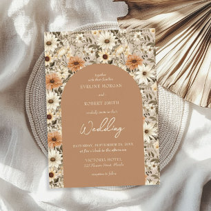 Watercolor neutral colours pale orange ivory flora invitation