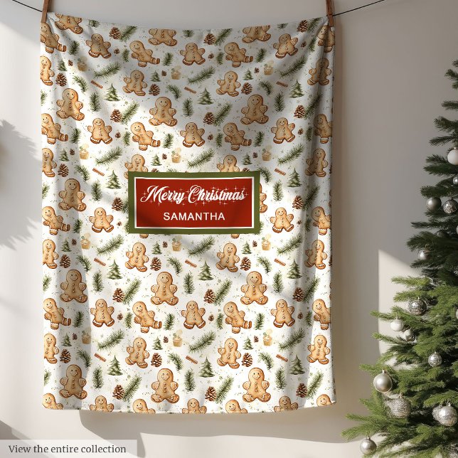 Watercolor Neutral Earthy Colours Gingerbread Man Fleece Blanket (Watercolor Neutral Earthy Colors Gingerbread Man Fleece Blanket)