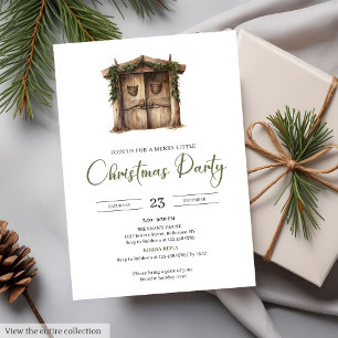 Watercolor Neutral Earthy Cosy Rustic Holiday Xmas Invitation