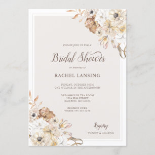 Watercolor Neutral Floral Bridal Shower Invitation