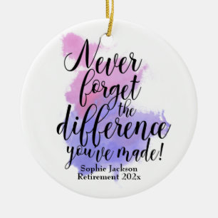 Watercolor Never Forget The Difference Retirement Ceramic Tree Decoration