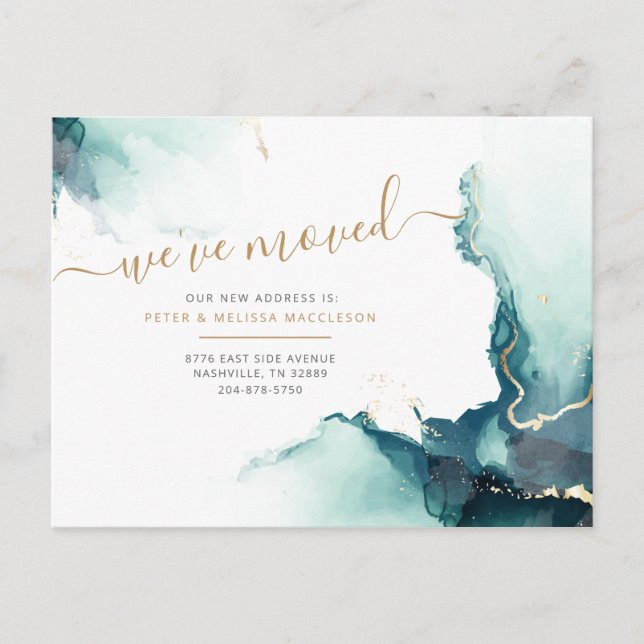 Watercolor New Address We've Moved Announcement (Front)