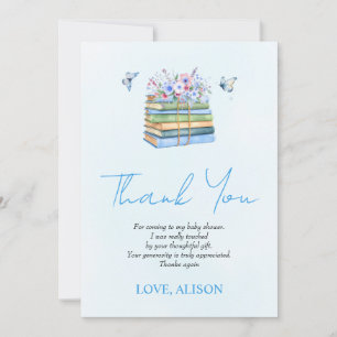 Watercolor New Chapter baby boy shower Thank You Card