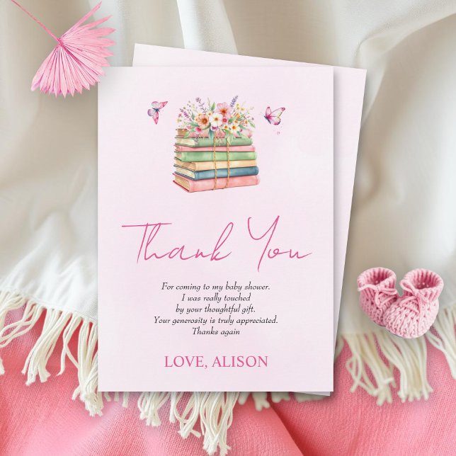 Watercolor New Chapter baby girl shower Thank You Card (Creator Uploaded)