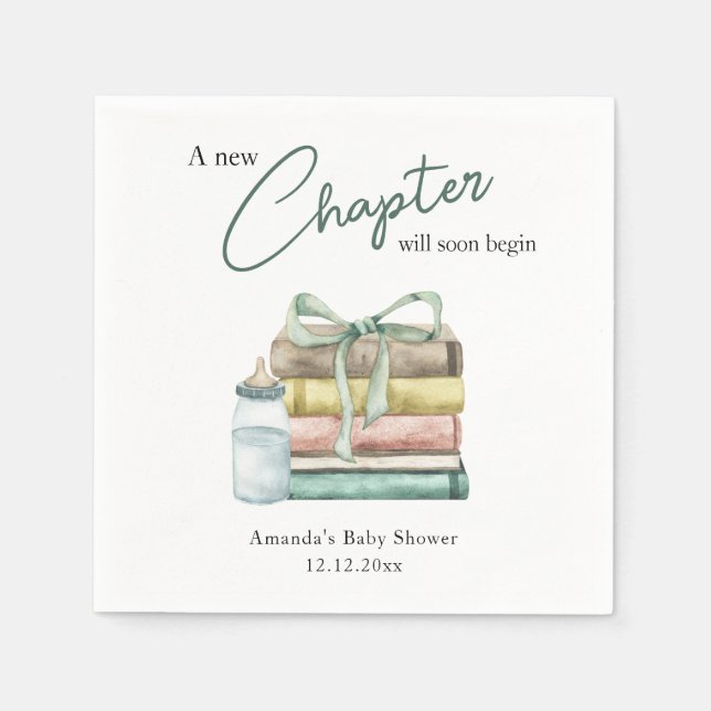 Watercolor New Chapter Baby Shower Napkin (Front)