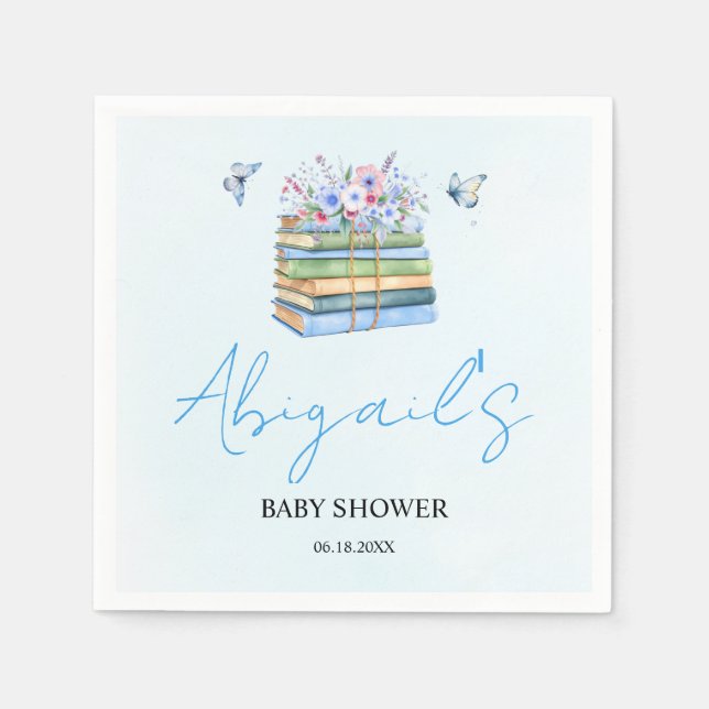 Watercolor New Chapter Begins baby boy shower Napkin (Front)