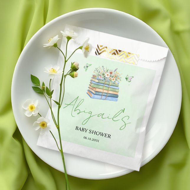 Watercolor New Chapter Begins green baby shower Favour Bags (Creator Uploaded)