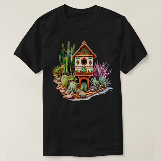 Watercolor New Mexico style Birdhouse T-Shirt (Design Front)