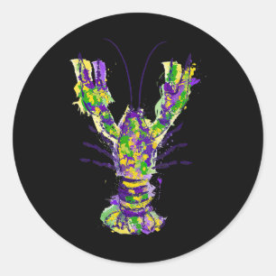 Watercolor New Orleans Mardi Gras Crawfish  Classic Round Sticker