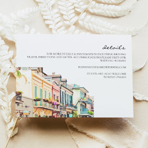 Watercolor New Orleans Wedding Details Card