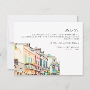Watercolor New Orleans Wedding Details Card