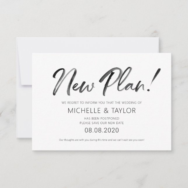 Watercolor New plan Change of Plans Card (Front)