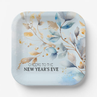 Watercolor New Year's Eve Party  Paper Plate