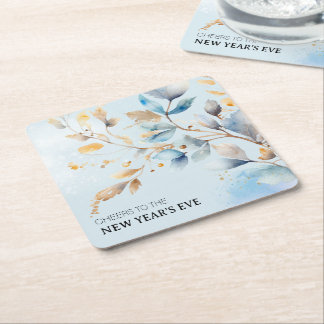 Watercolor New Year's Eve Party  Square Paper Coaster