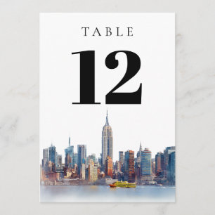 Watercolor New York City Table Number