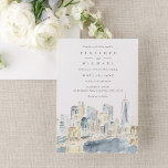 Watercolor New York City USA Destination Wedding Invitation<br><div class="desc">This modern Wedding Invitation features a chic text paired with a beautiful watercolor painting of a New York skyline featuring the Brooklyn Bridge. Full matching wedding suite available.</div>